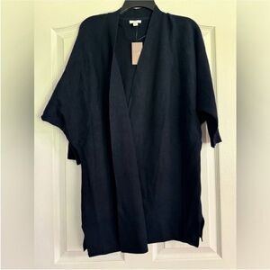 Tunic 3/4 sleeve Style Knit Open Front Shrug Cardigan - Navy Blue